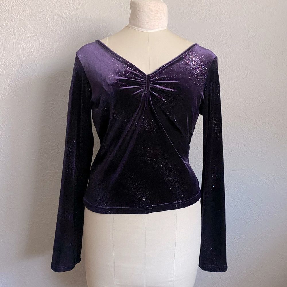 Women's Purple Velvet Long Sleeve Tee